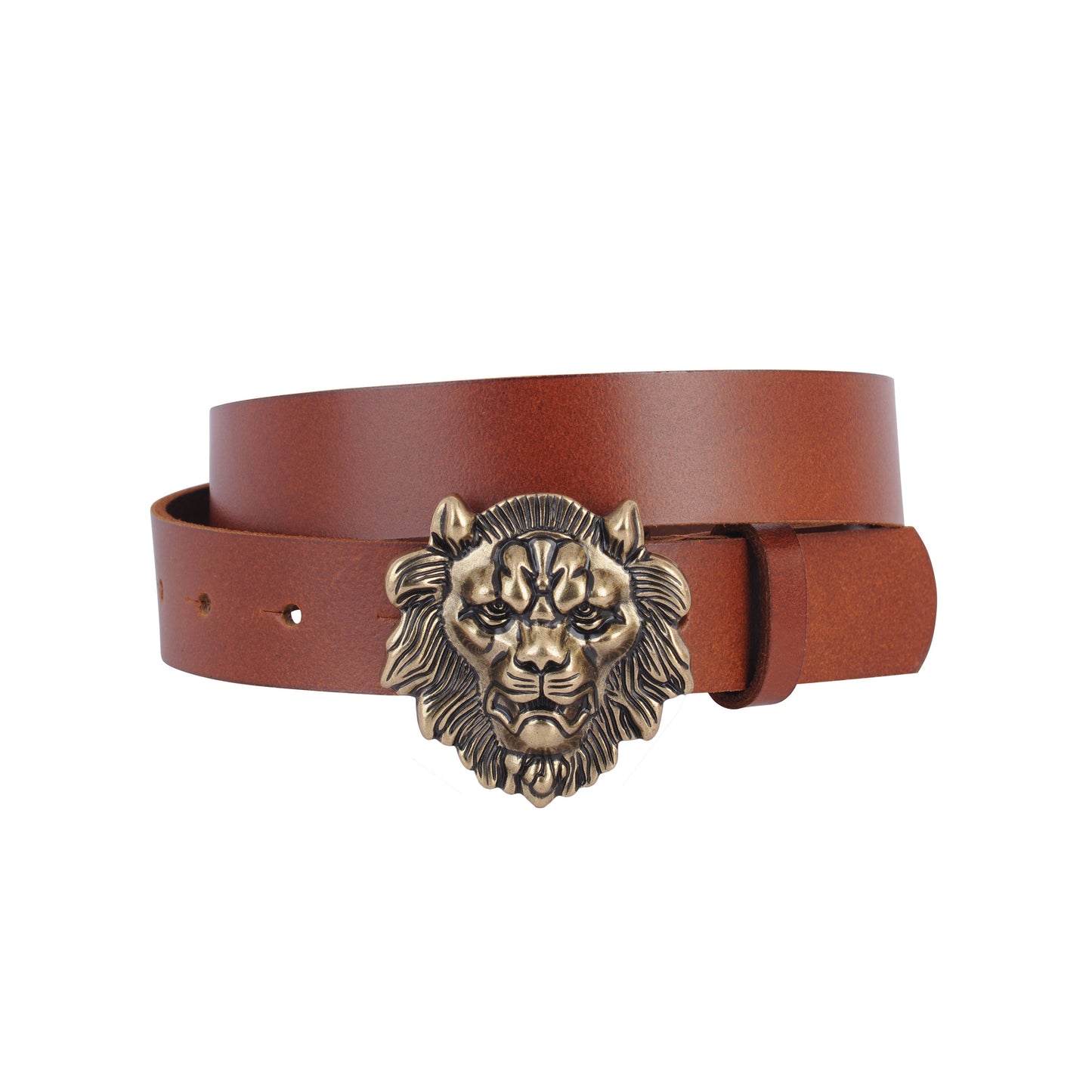 Lion Head Buckle Leather Belt