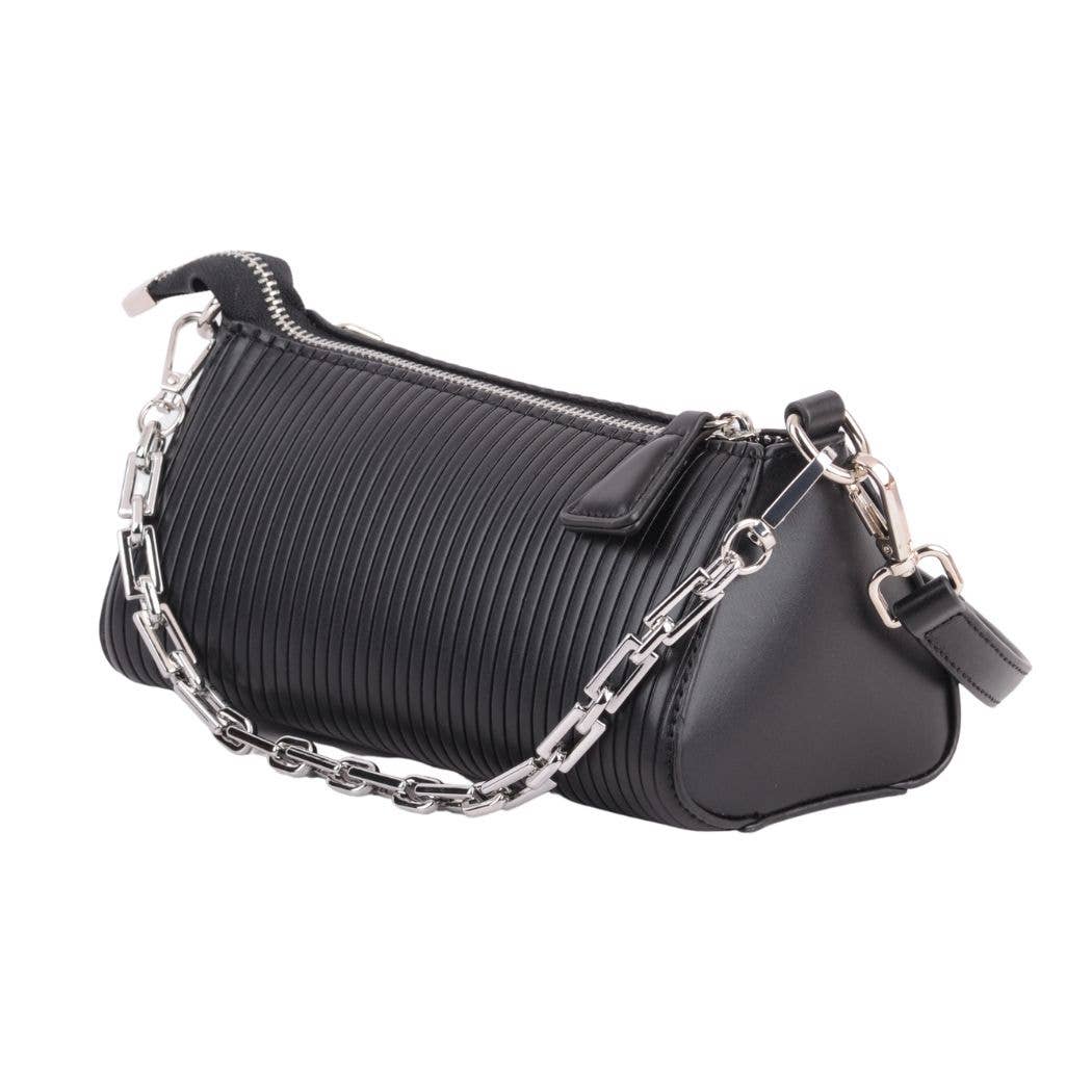 1488 - Chic PU Triangle Crossbody Bag with Silver Chain