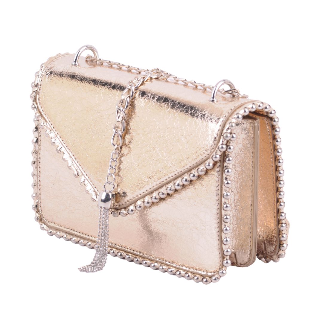 1442 - Silver Chain and Tassel Evening Bag
