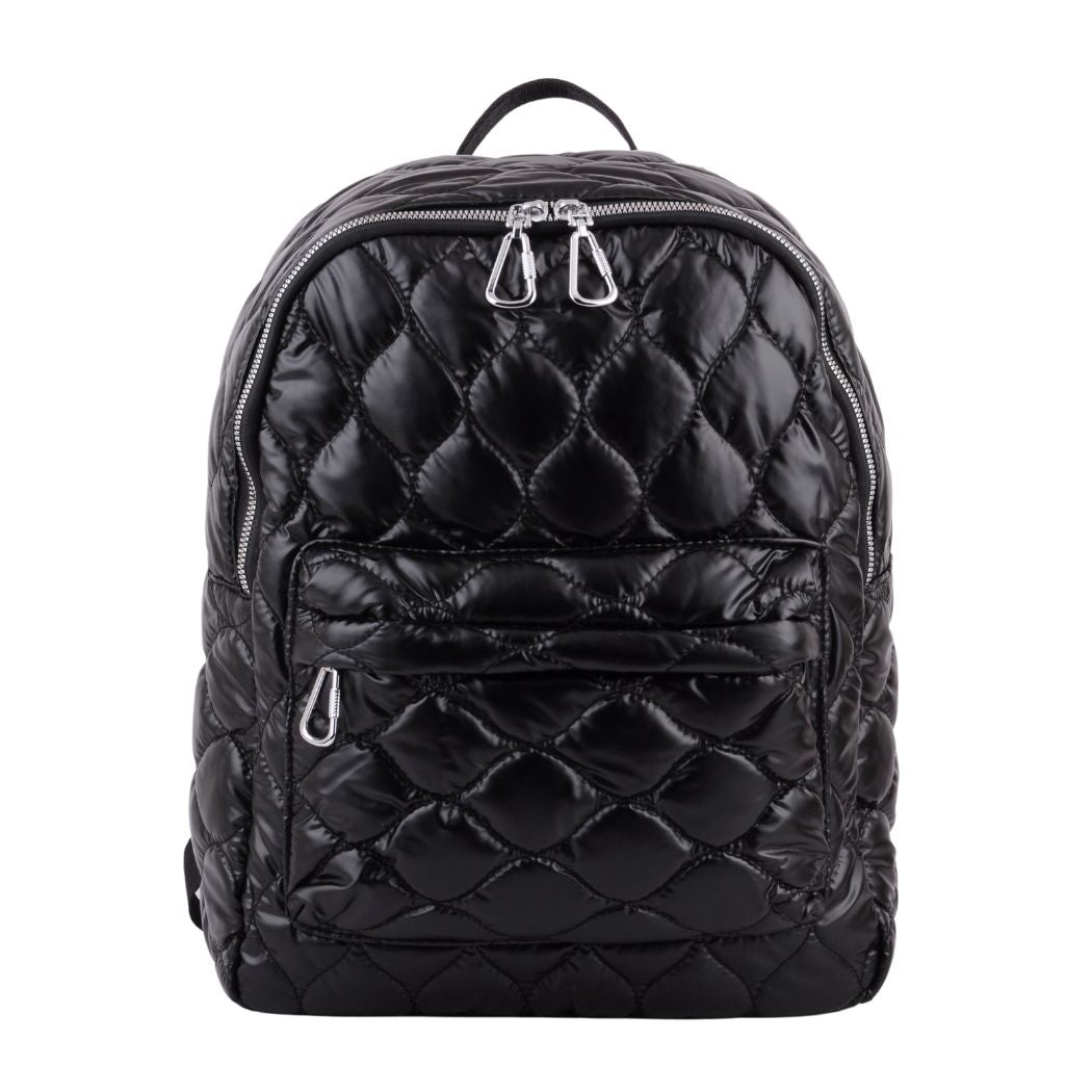 1461-BLACK 1461 - Quilted Metallic Chrome Mini Backpack - Wholesale Handbag - Most Wanted USA