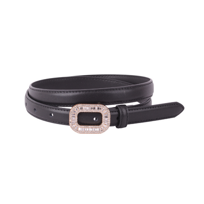 Skinny Rectangular Rhinestone Buckle Belt