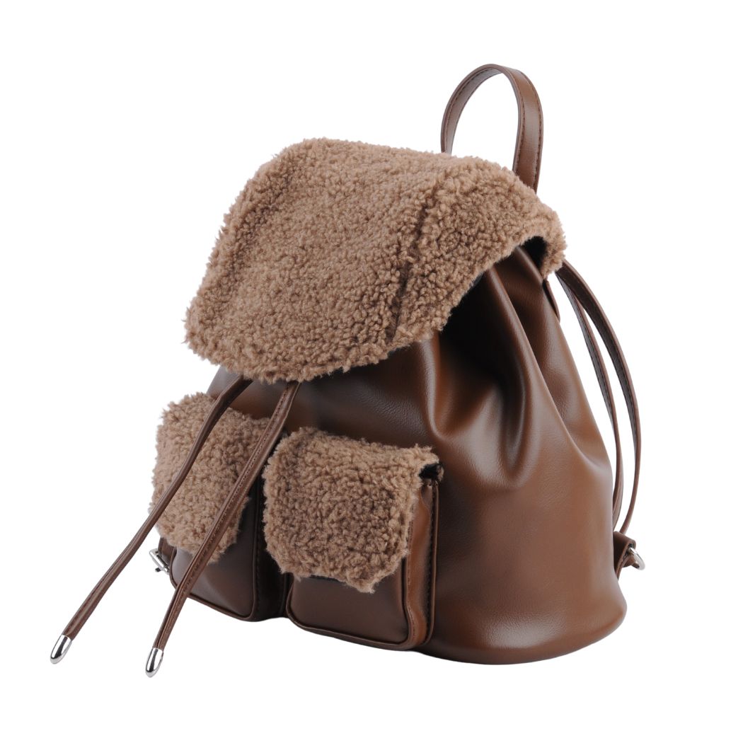 1501 - Faux Leather Sherpa Mini Backpack