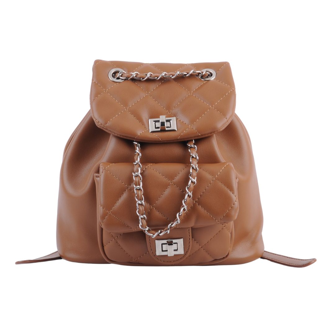 1502 - Quilted Mini Backpack with Chain