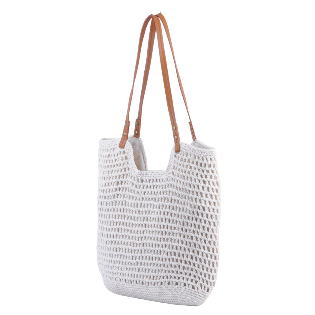 1515-IVORY 1515 - Woven Crochet Tote Bag - Wholesale Handbag - Most Wanted USA