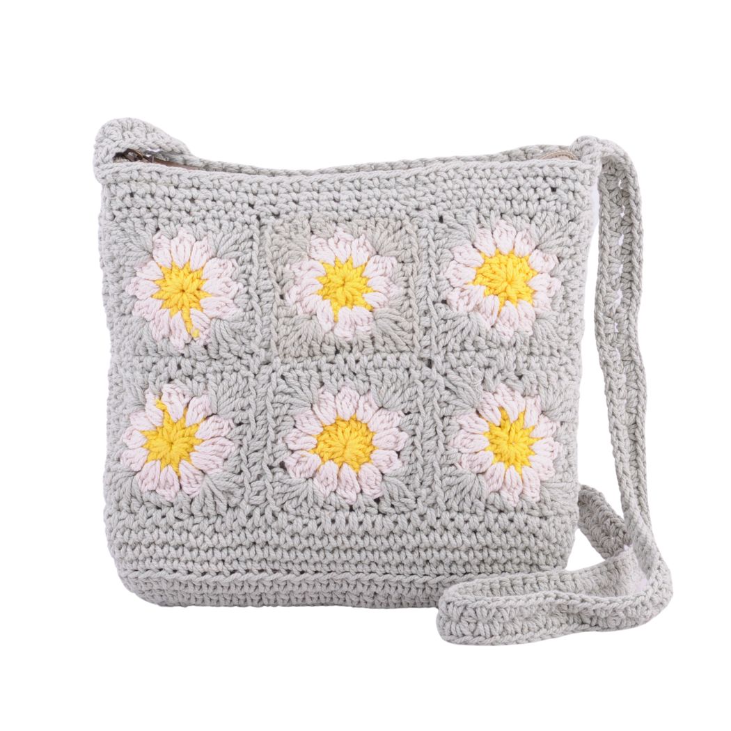 1517 - Crochet Shoulder Bag with Daisies