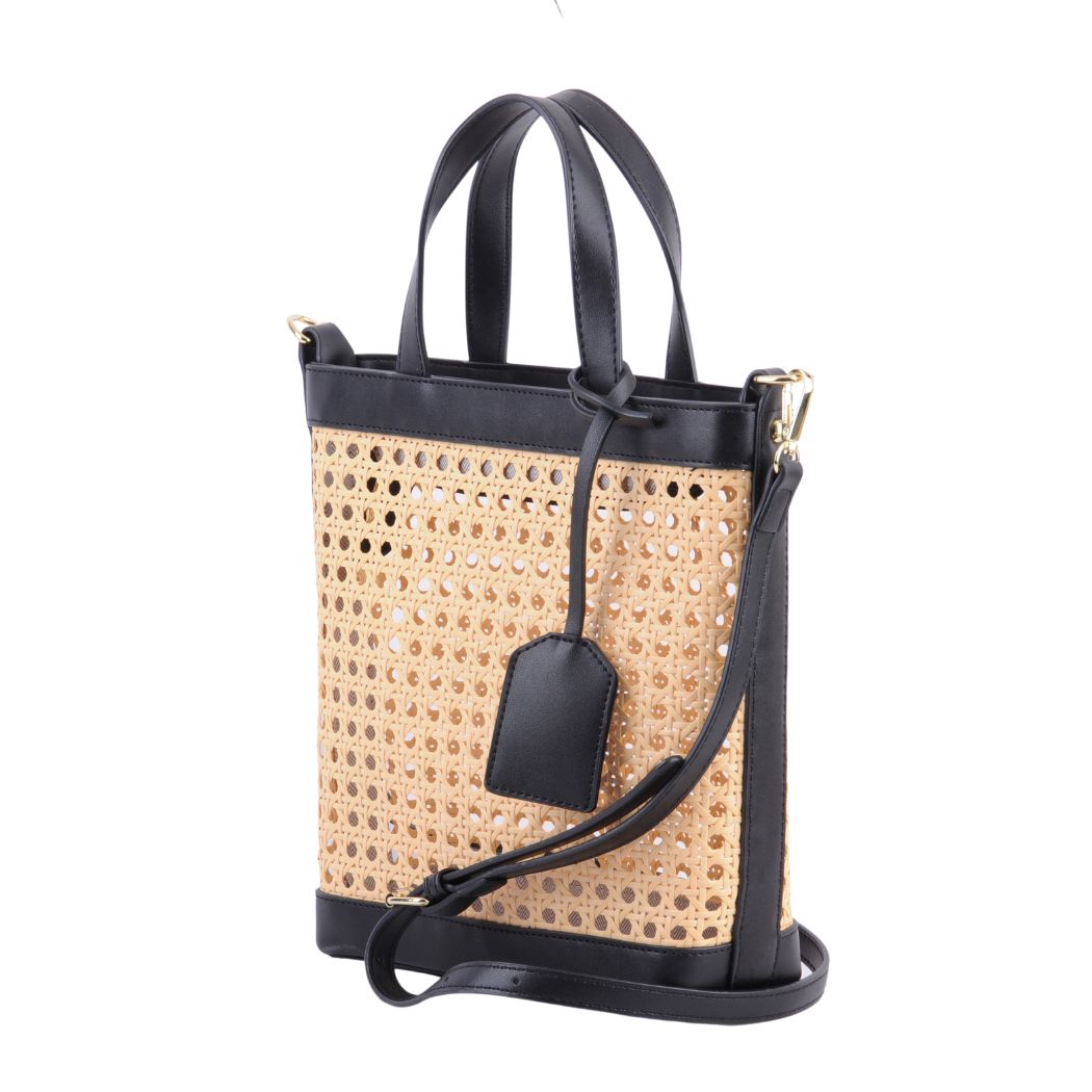 1526 - Faux Leather Basket Crossbody Tote