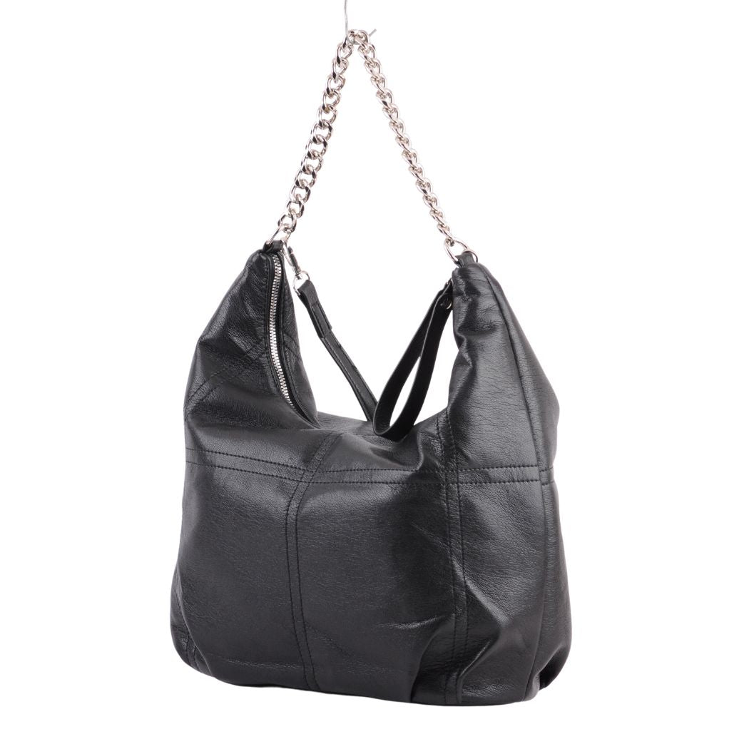 1529 - Faux Leather Crossbody with Chain
