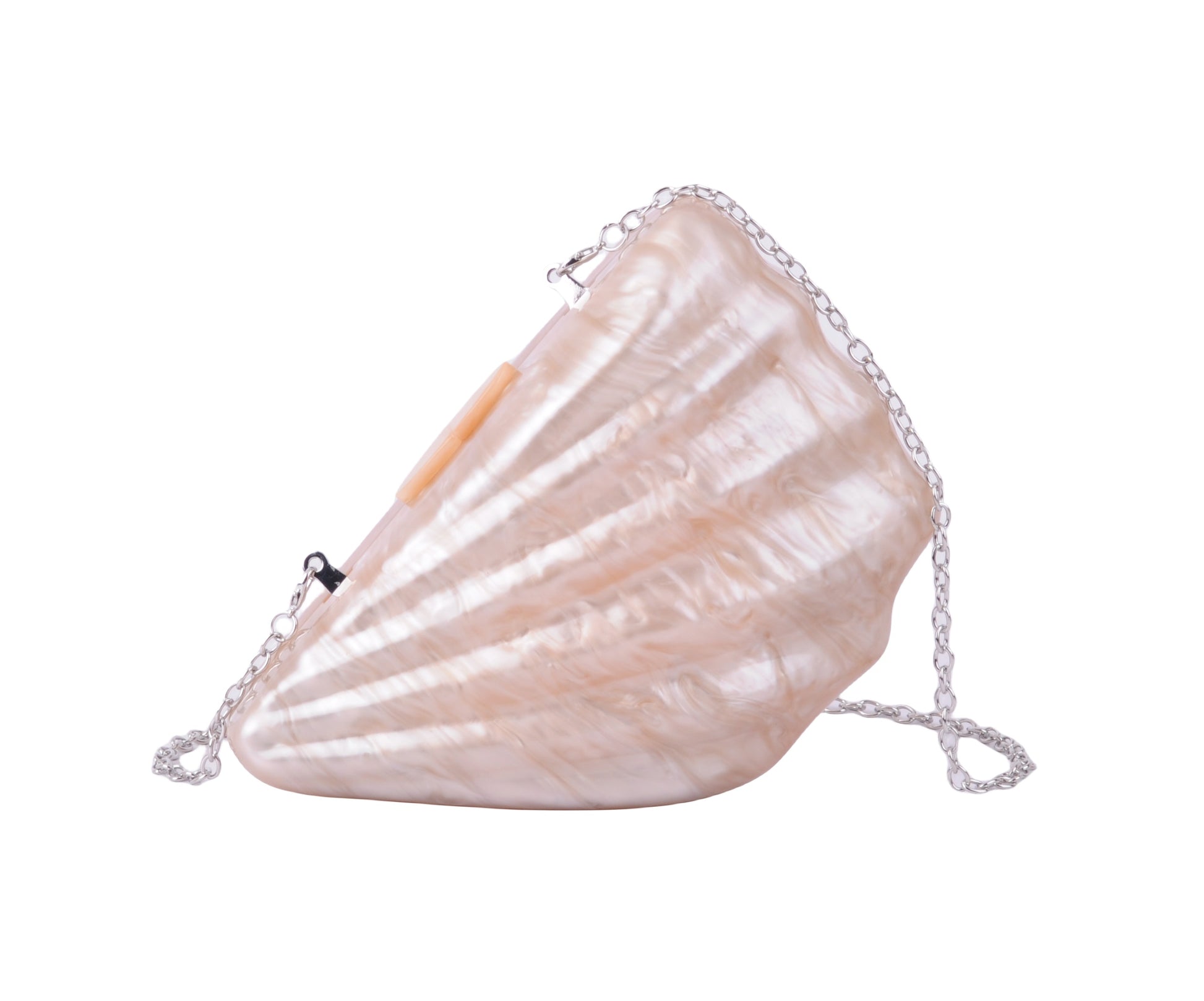 1574-CHAMPAGNE-Seashell Champagne Acrylic Evening Clutch - A Toast to Timeless Elegance - Wholesale Handbag - Most Wanted USA