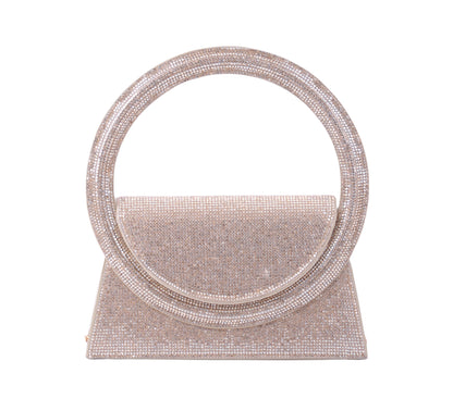 1583-GOLD 1583 - Radiant Glamour: Rhinestone Satchel with Chic Circle Handle - Wholesale Handbag - Most Wanted USA