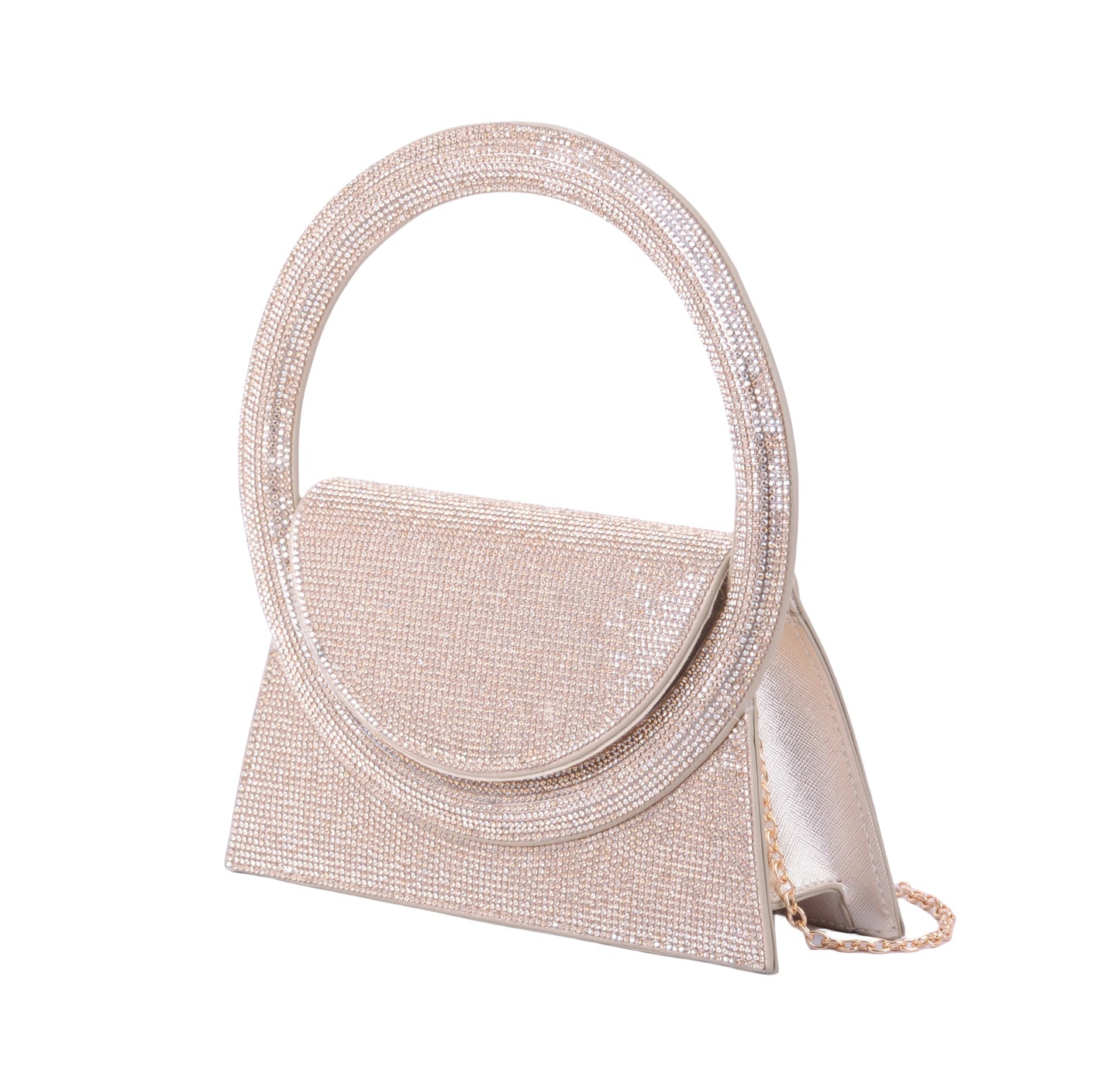1583 - Radiant Glamour: Rhinestone Satchel with Chic Circle Handle - Wholesale Handbag - Most Wanted USA