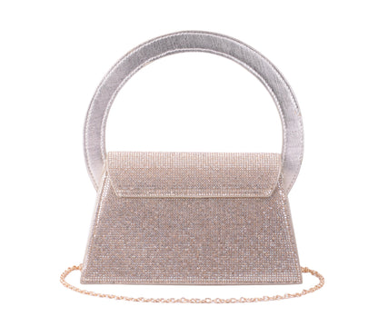1583 - Radiant Glamour: Rhinestone Satchel with Chic Circle Handle - Wholesale Handbag - Most Wanted USA