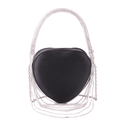 Crystal Rope Top Handle Heart-Shaped Bag