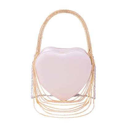 Crystal Rope Top Handle Heart-Shaped Bag
