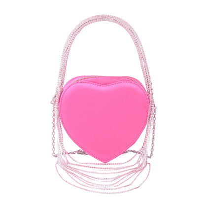 Crystal Rope Top Handle Heart-Shaped Bag