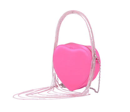 Crystal Rope Top Handle Heart-Shaped Bag