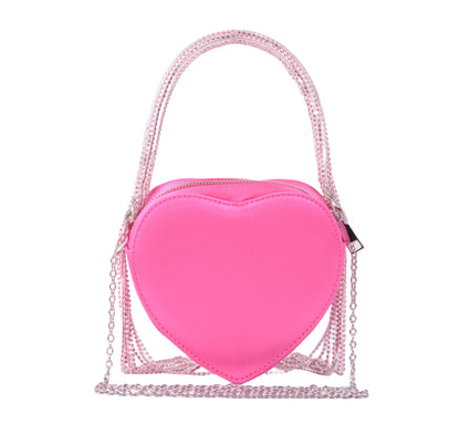 Crystal Rope Top Handle Heart-Shaped Bag