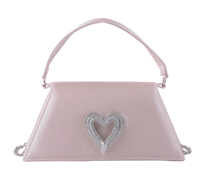 1589-PEARL 1589 - Chic Satin Satchel Crossbody with Heart Embellishment - Wholesale Handbag - Most Wanted USA