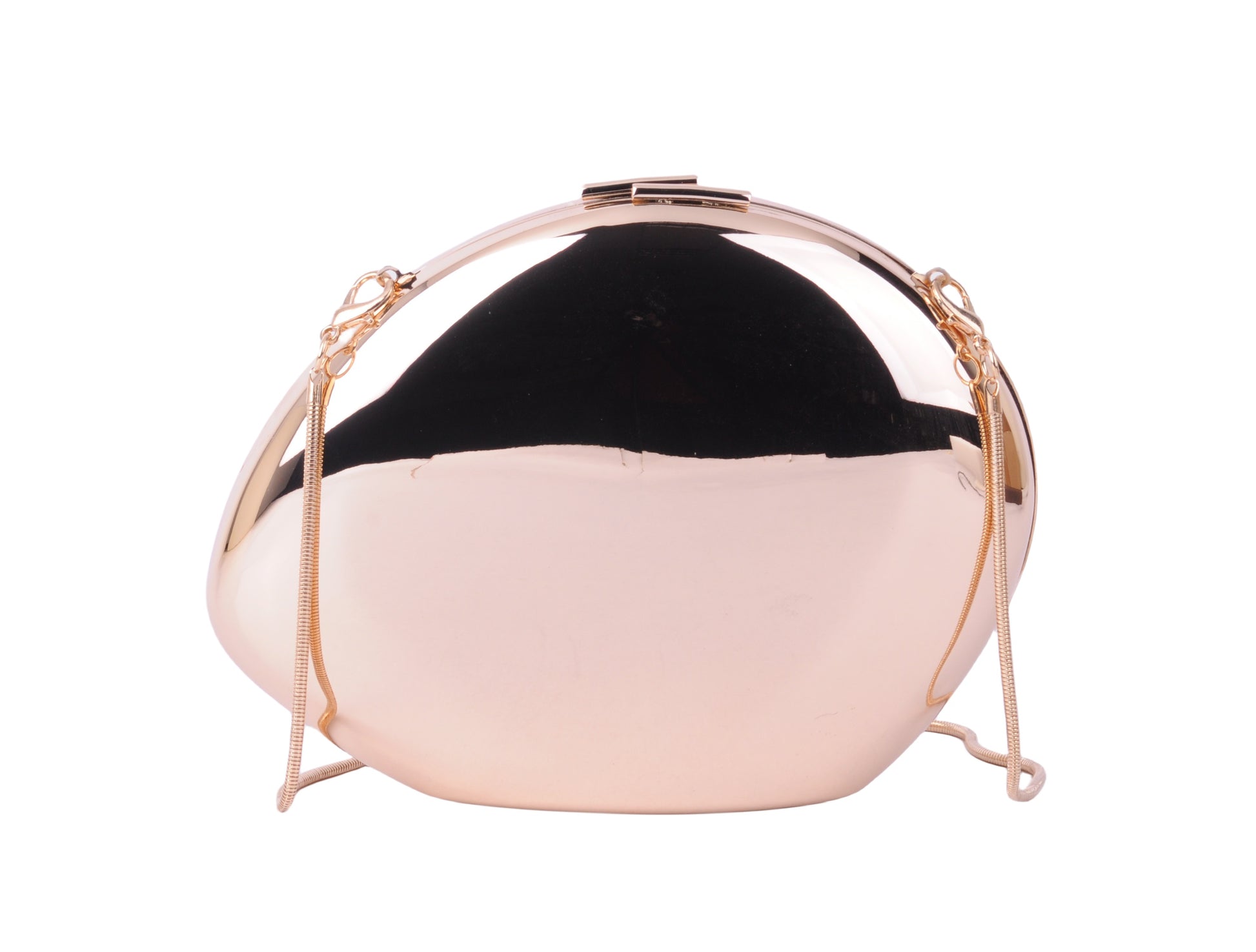 1591-GOLD - Mirror-Perfect Glamour: Metallic Chrome Bean Clutch - Wholesale Handbag - Most Wanted USA
