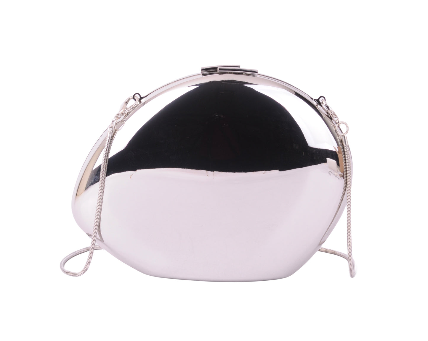 1591-SILVER - Mirror-Perfect Glamour: Metallic Chrome Bean Clutch - Wholesale Handbag - Most Wanted USA
