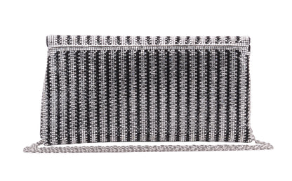 1596 - Dazzling Allure: Rhinestone Glam Envelope Clutch with Crossbody Strap - Wholesale Handbag - Most Wanted USA