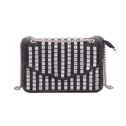 1613-BLACK 1613 - Timeless Sparkle: Classic Rhinestone Crossbody Elegance - Wholesale Handbag - Most Wanted USA