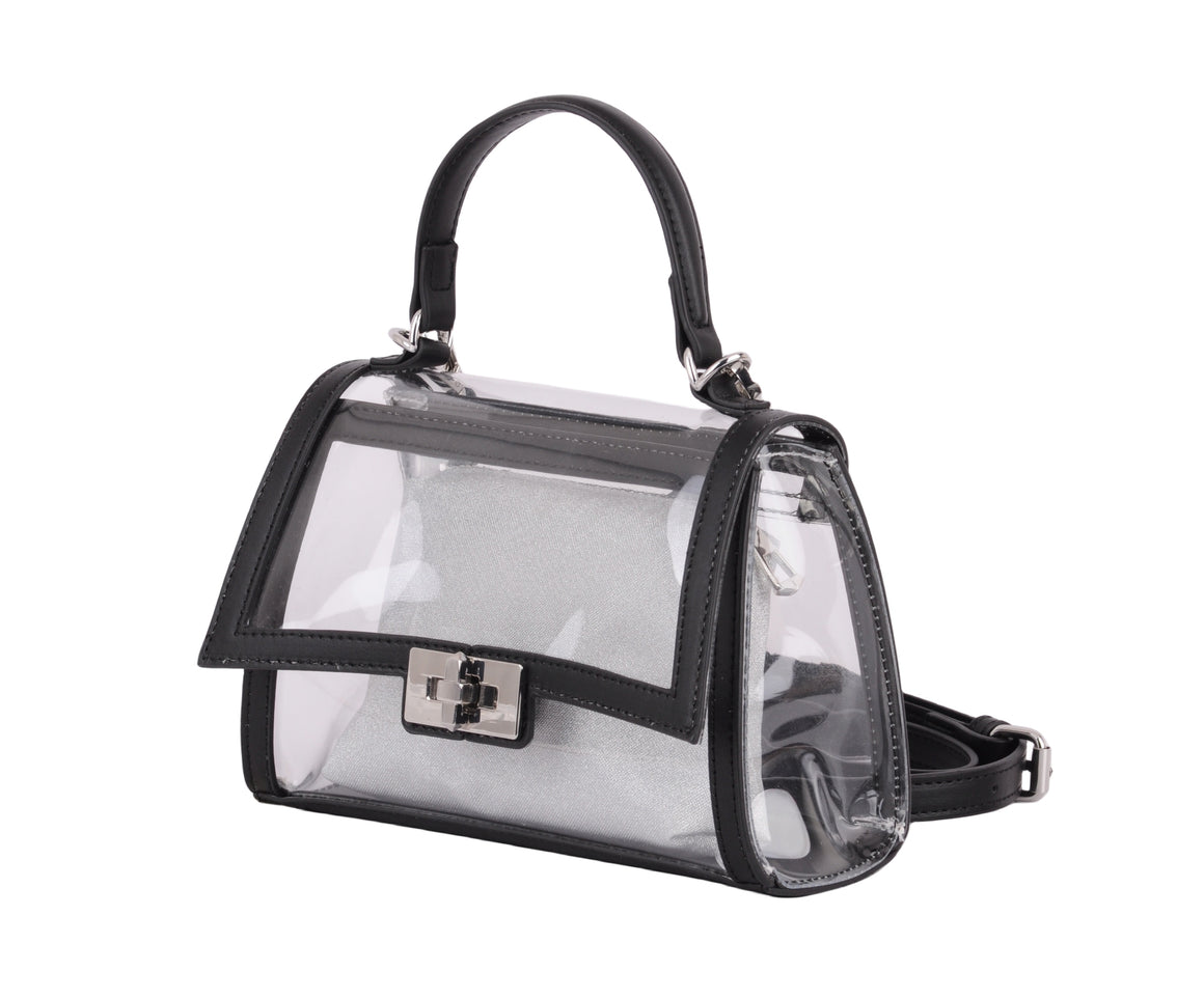 1622 - Modern Radiance: Clear Satchel Crossbody with Glam Pouch