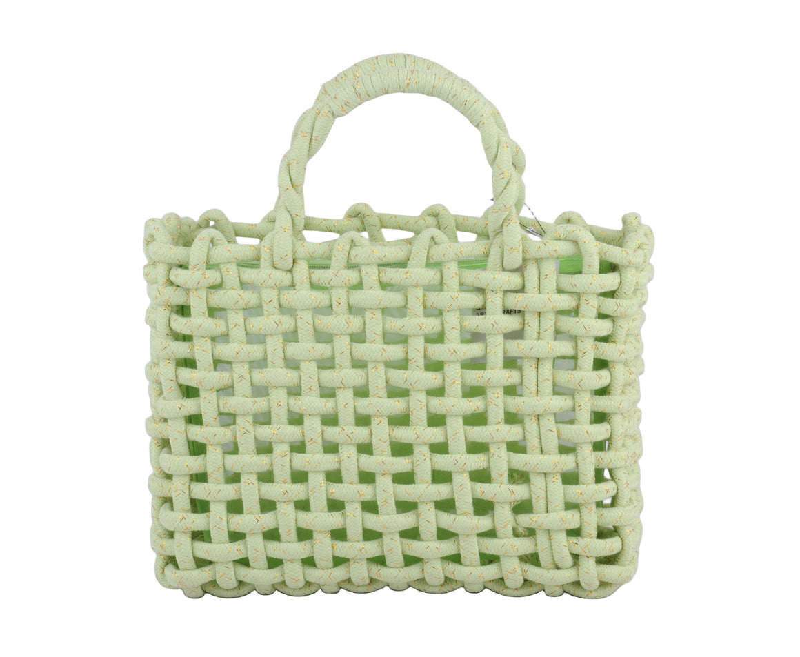 1627 - Sparkly Woven Rope Tote with Pouch