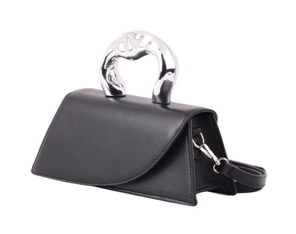1628 - Modern Edge: Asymmetrical Crossbody with Statement Chrome Handle - Wholesale Handbag - Most Wanted USA
