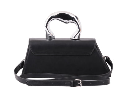 1628 - Modern Edge: Asymmetrical Crossbody with Statement Chrome Handle - Wholesale Handbag - Most Wanted USA