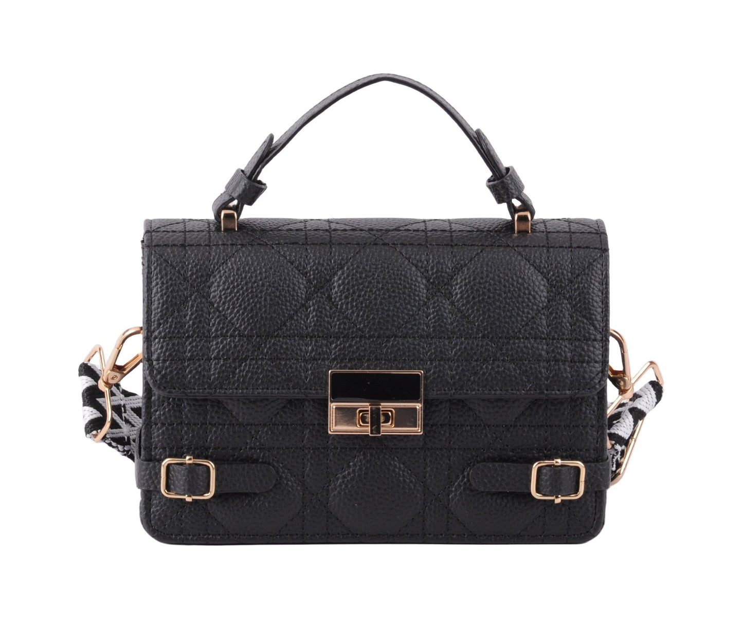 Quilted Bag with Metallic Gold Closure