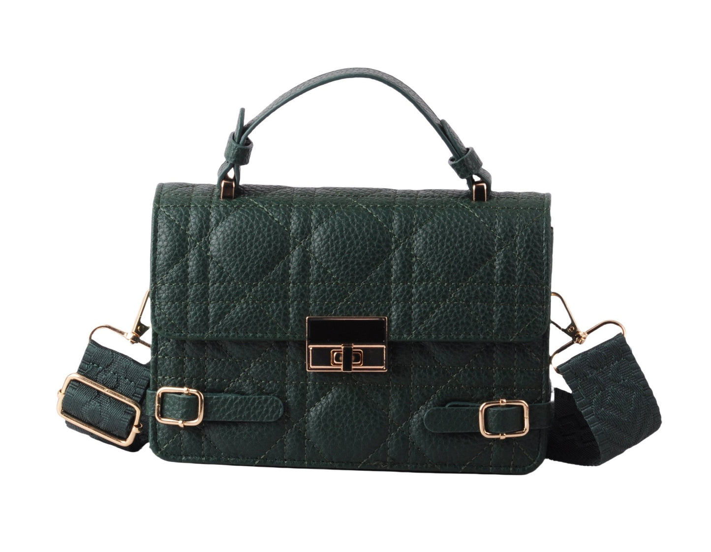 Quilted Bag with Metallic Gold Closure