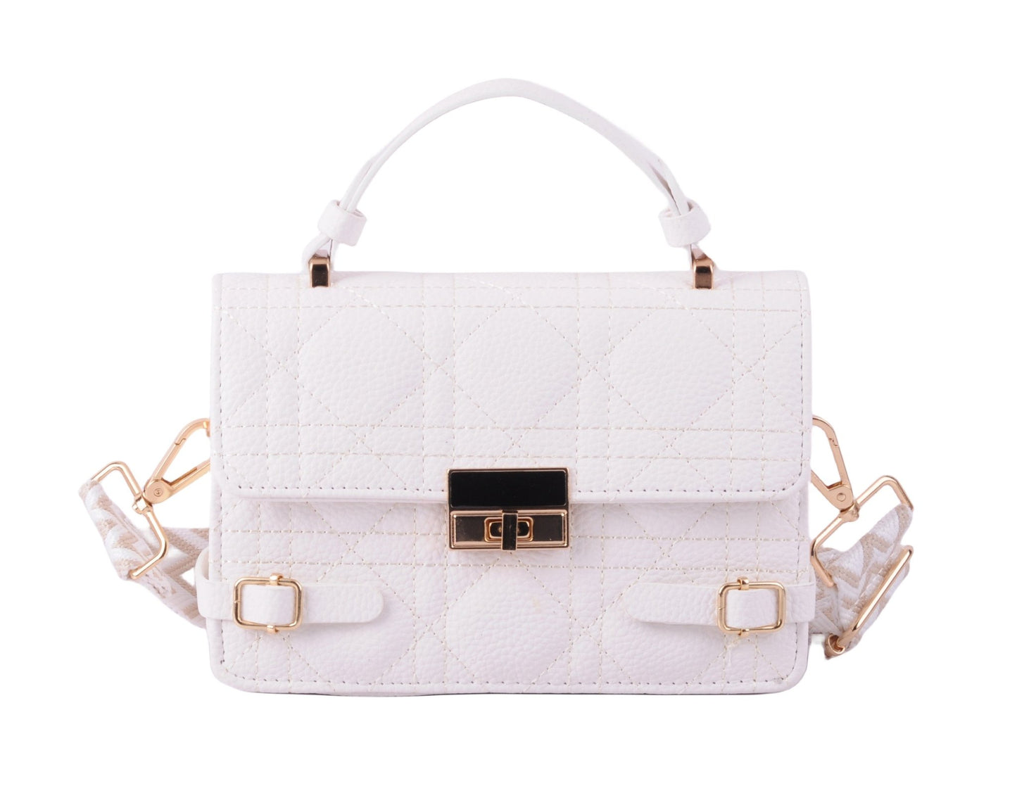 Quilted Bag with Metallic Gold Closure