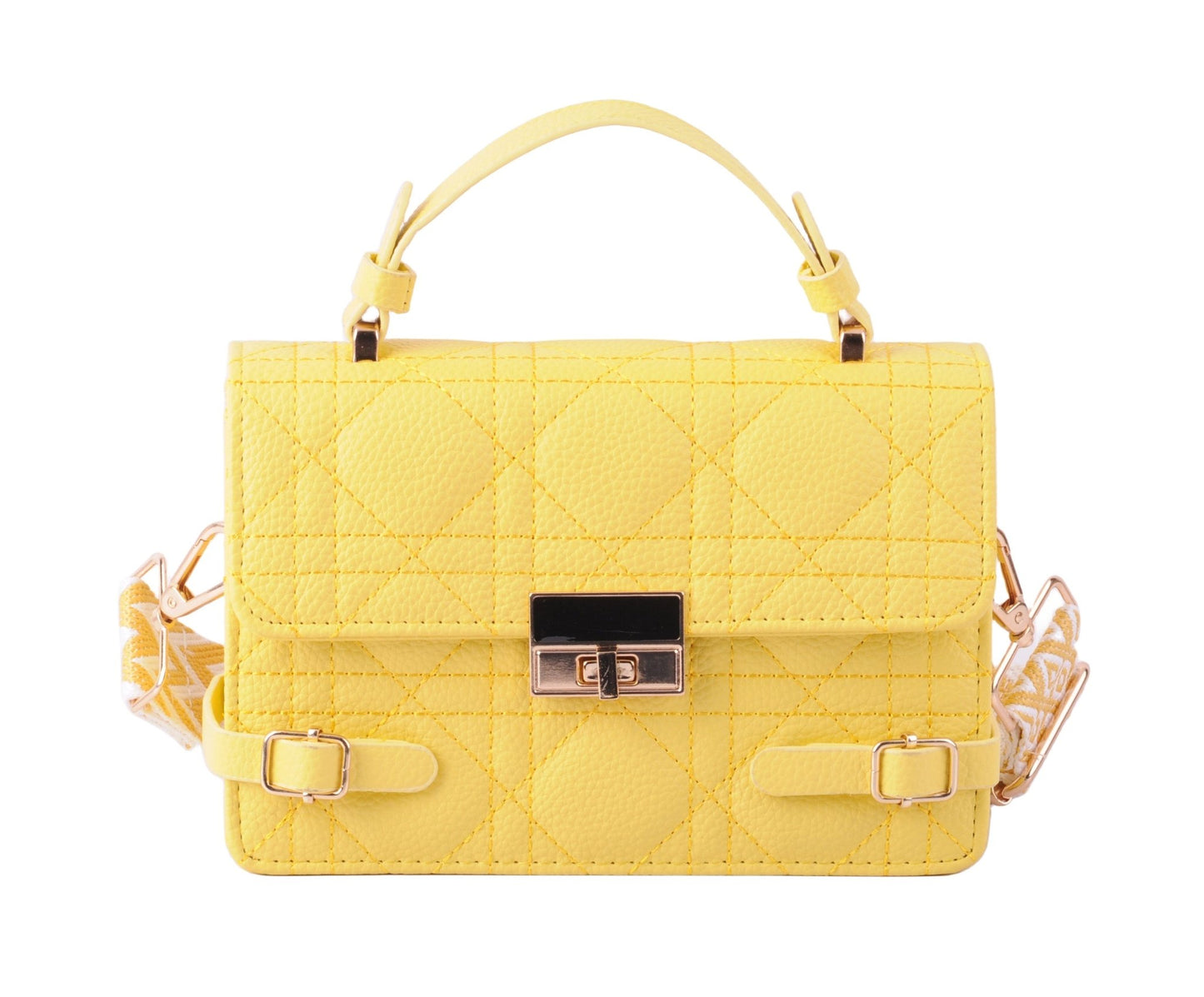 Quilted Bag with Metallic Gold Closure