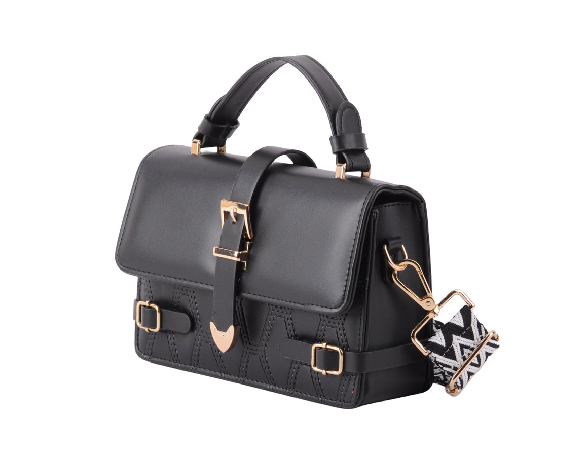 1639 - Satchel with Gold Hardware and Wrap-Around Closure