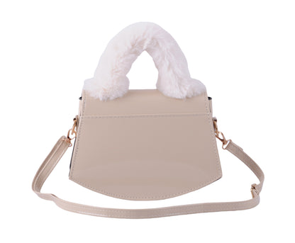 Furry Top Handle Crocodile Print Everyday Bag