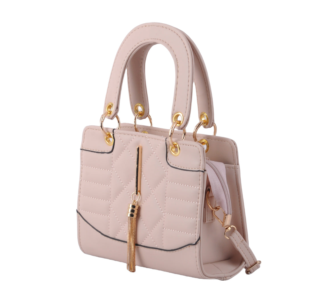 1649 - Quilted Satchel with Gold Tassel