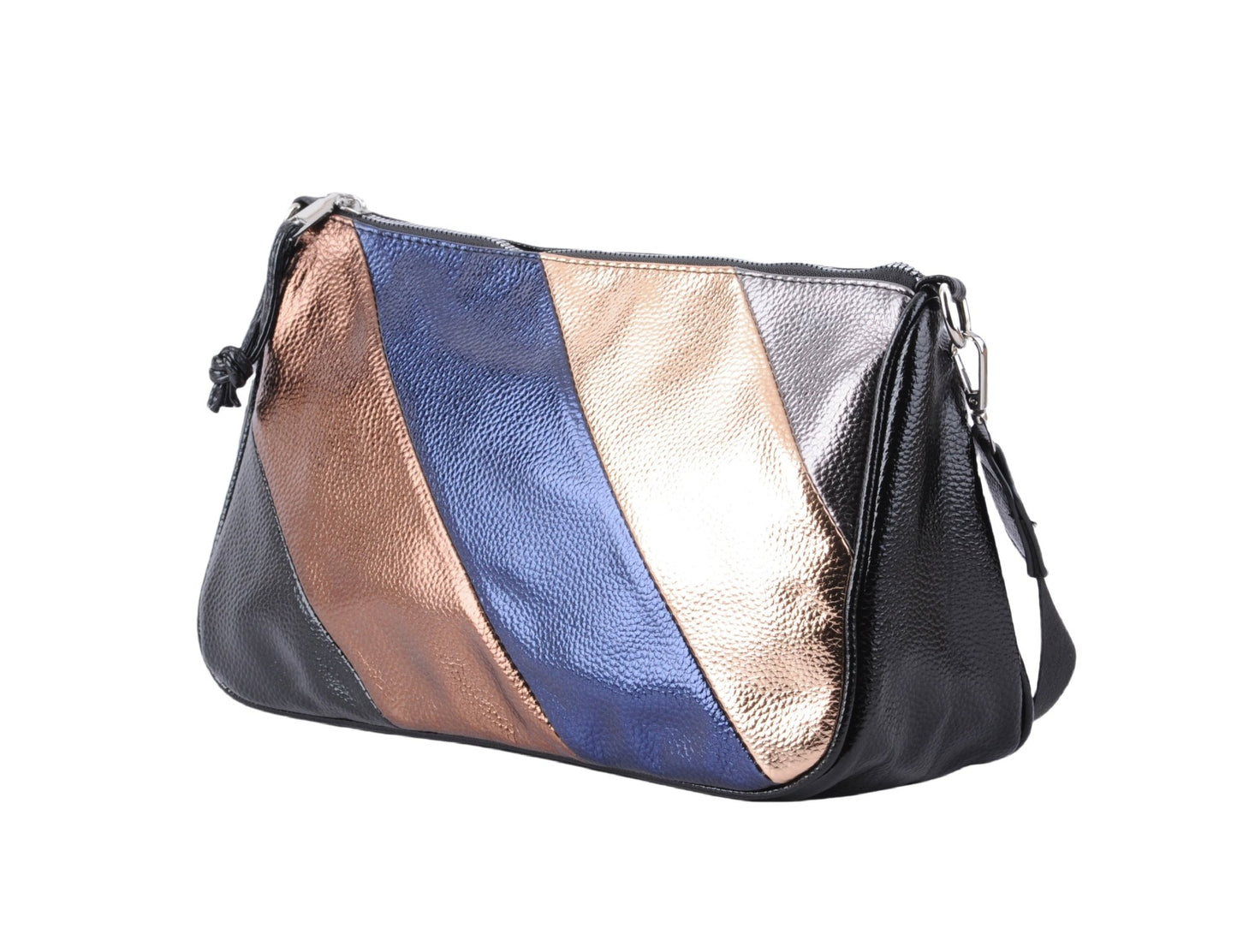1666 - Large Metallic Striped Crossbody Bag