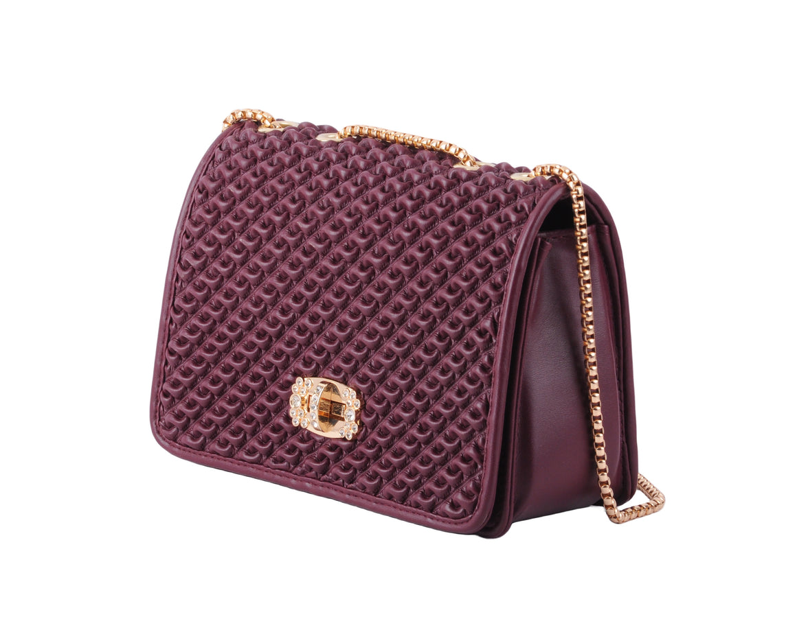 1680 - Ruched Crossbody with Crystal Twist Clasp