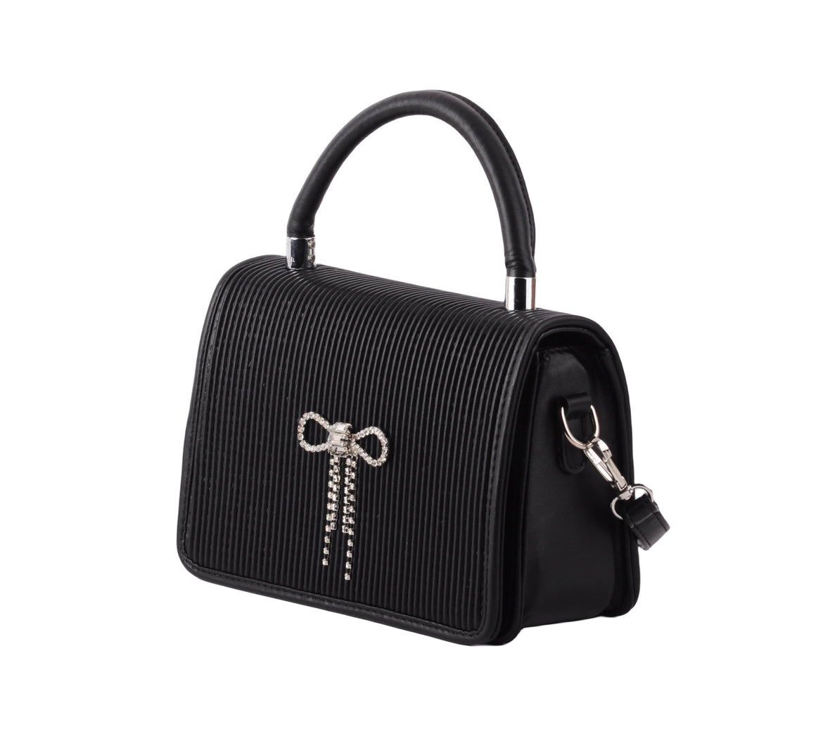 1683 - Top Handle Satchel with Crystal Bow