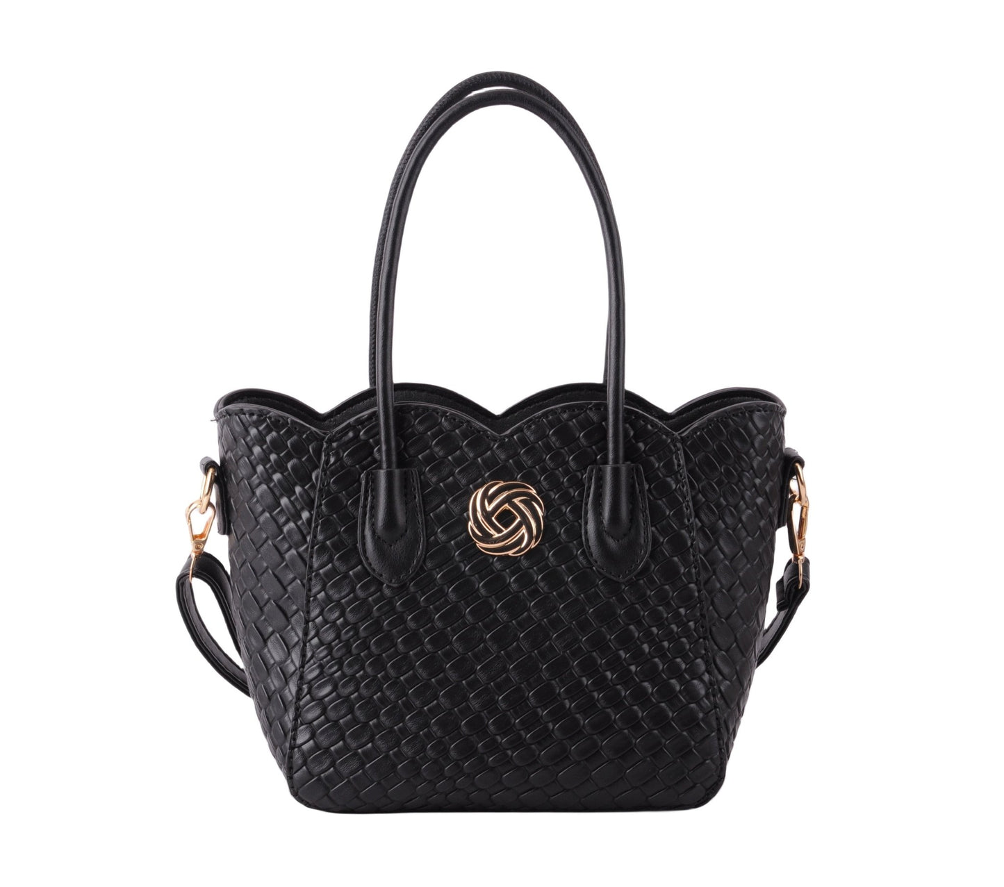Woven Tote with Scallop Edge