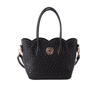 Woven Tote with Scallop Edge