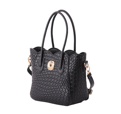 Woven Tote with Scallop Edge