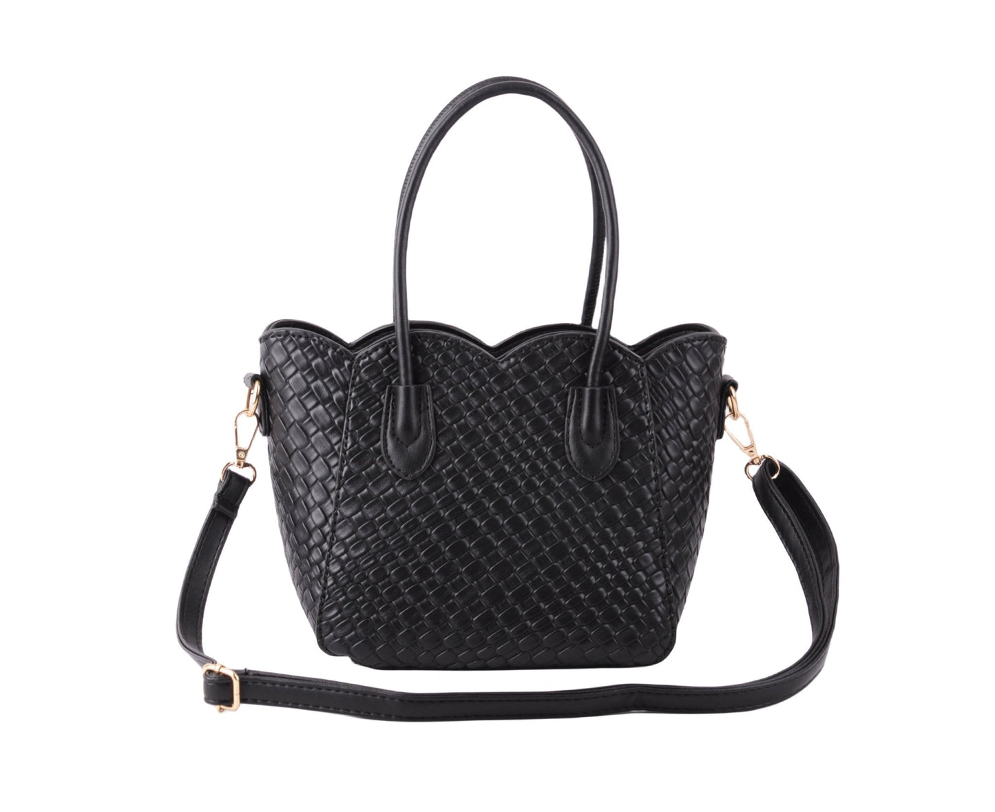 Woven Tote with Scallop Edge
