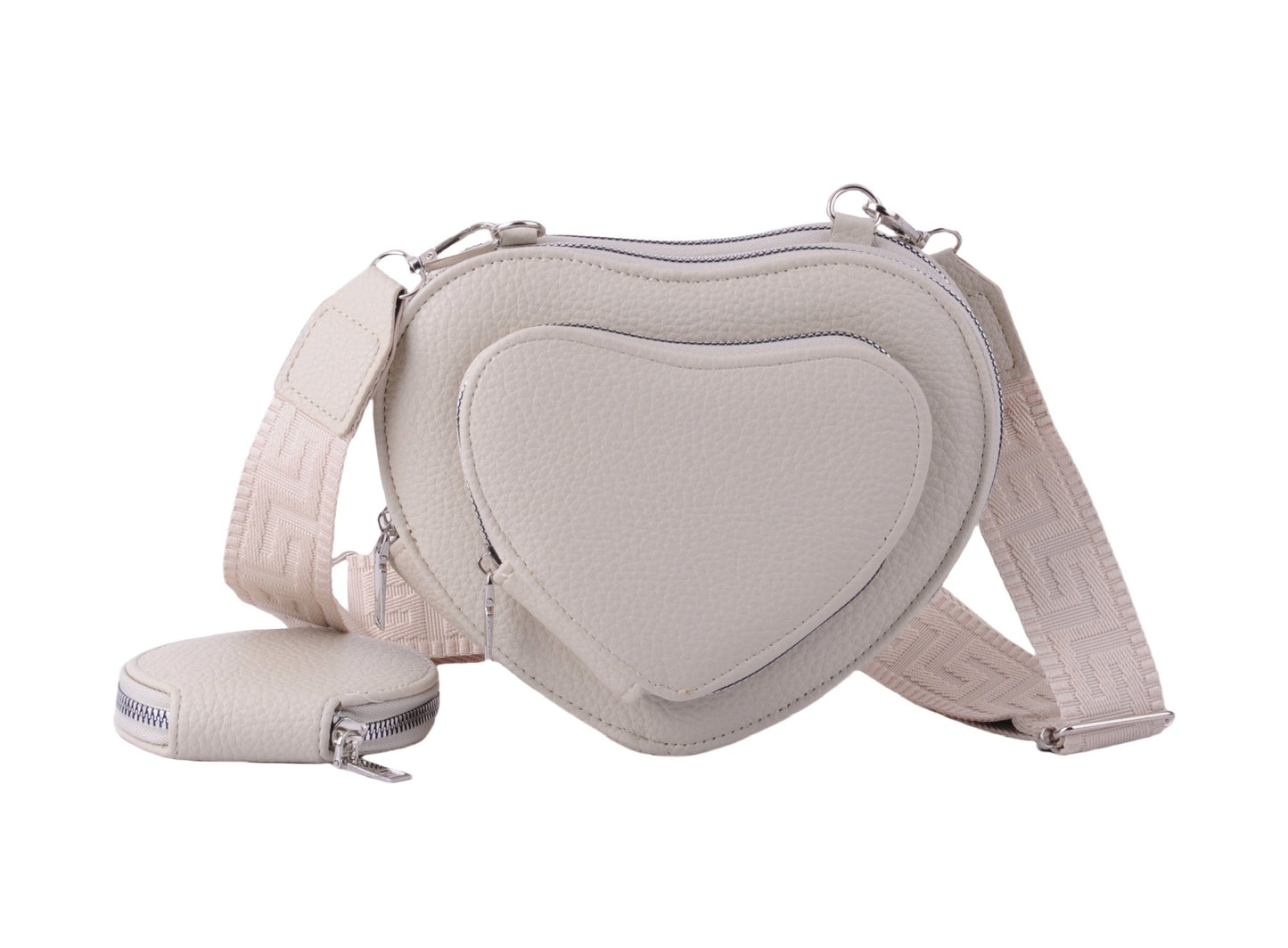Heart Crossbody and Coin Purse Hang Off on Web Strap