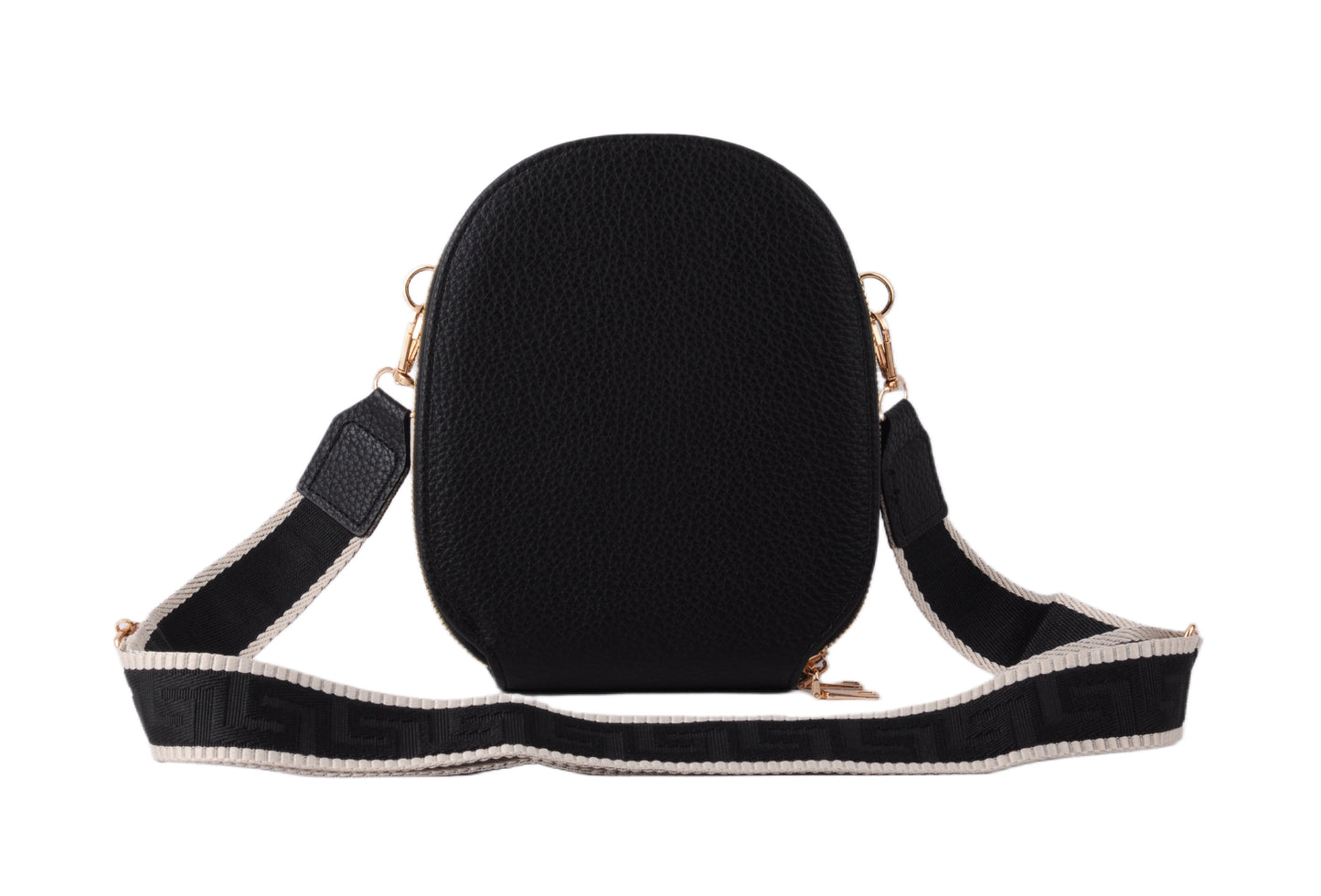 Crossbody Bag with Bee Hardware and Web Strap