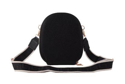 Crossbody Bag with Bee Hardware and Web Strap