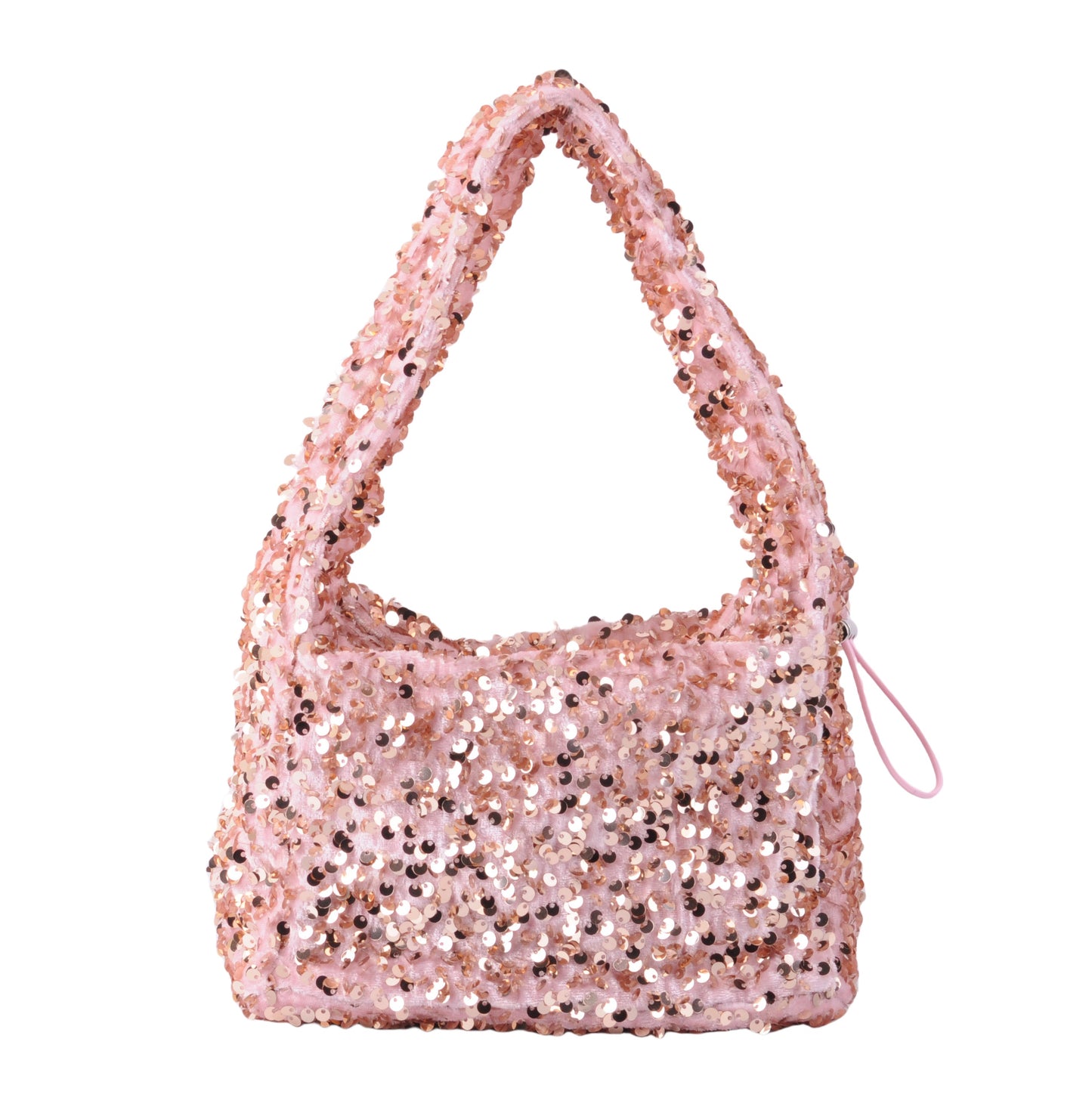1692-PINK 1692 - Fuzzy Sequin Scrunchie Strap Bag - Wholesale Handbag - Most Wanted USA
