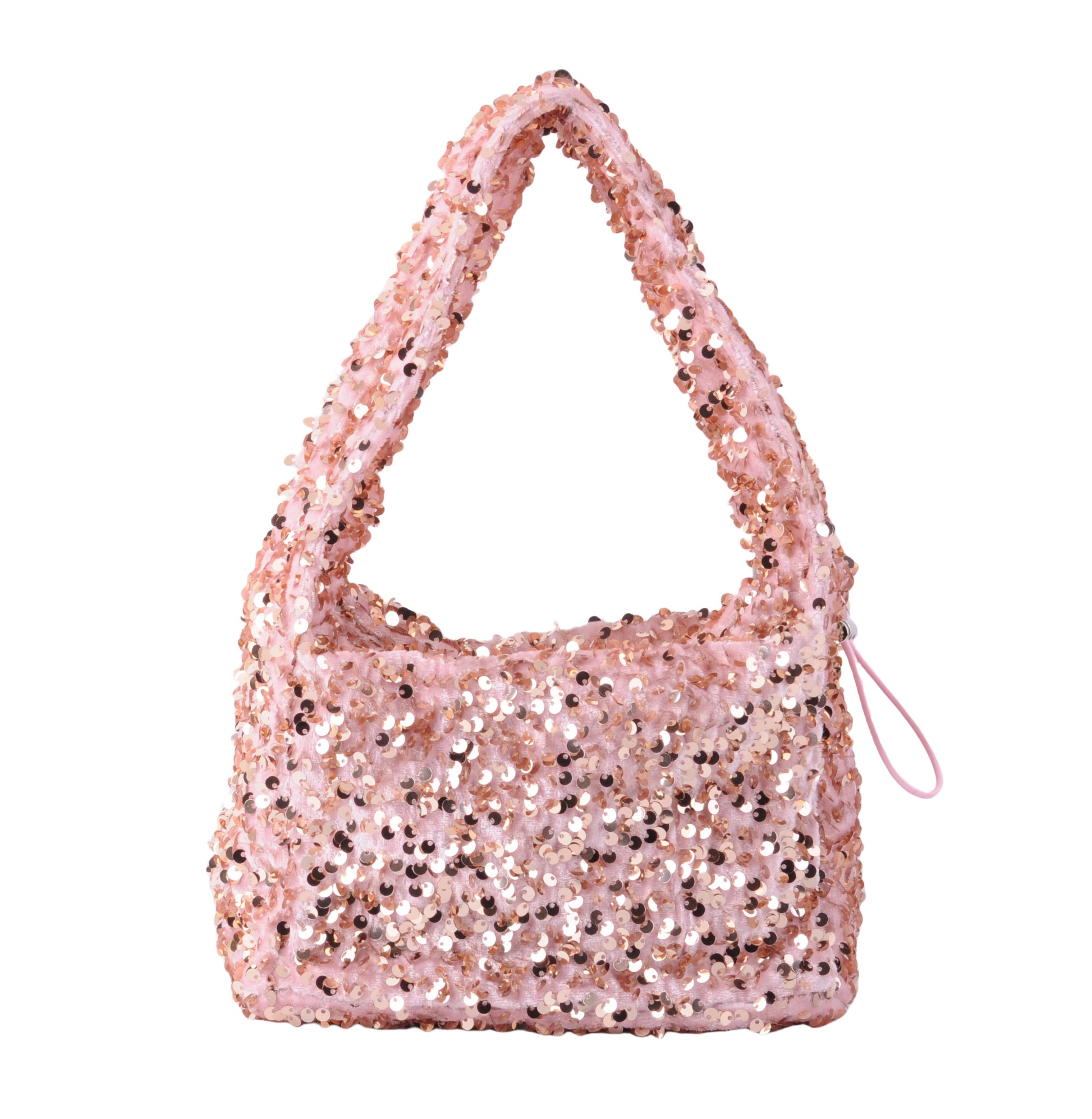 1692-PINK 1692 - Fuzzy Sequin Scrunchie Strap Bag - Wholesale Handbag - Most Wanted USA