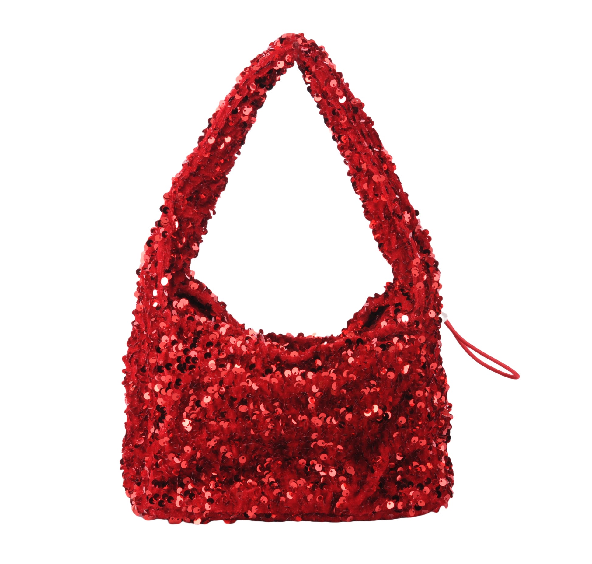 1692-RED 1692 - Fuzzy Sequin Scrunchie Strap Bag - Wholesale Handbag - Most Wanted USA