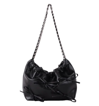 1694-BLACK 1694 - Rounded Crossbody with Chain Strap and Mini Bows Most Wanted USA